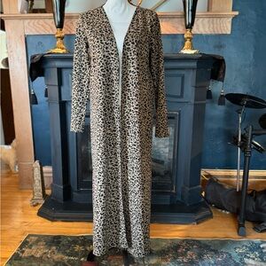 Longline Leopard Cardigan | Neutral Camel & Black Duster